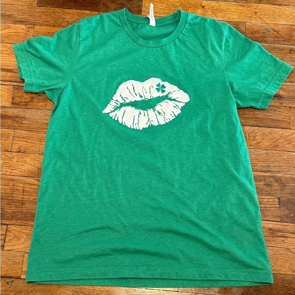 Green T-Shirt with Lip Print